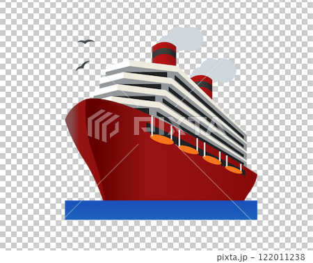 Red large ship icon, transport of people or cargo across ocean 122011238