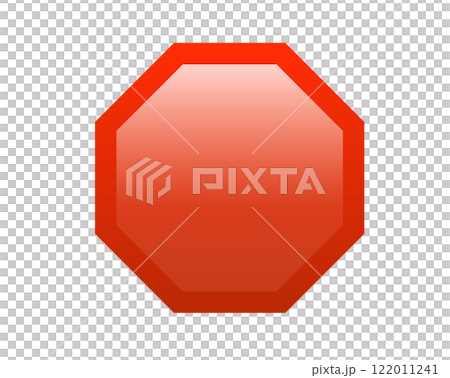 Gradient red octagonal road stop warning sign icon 122011241