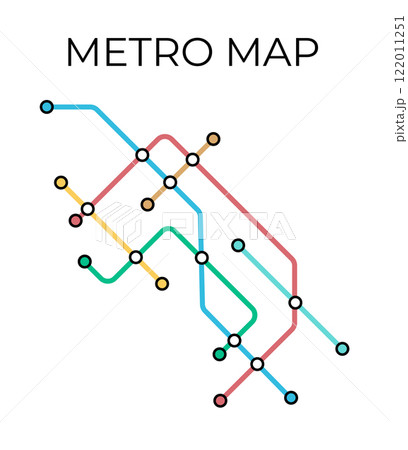 Metro stations and plan of subway with. Fictional metro map of underground. Layout of public passenger transport. Vector 122011251