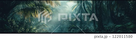 Tropical forest in darkness, wTropical forest in darkness, with a dense and mysterious atmosphere.ith a dense and mysterious atmosphere. 122011580