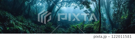 Tropical forest in darkness, wTropical forest in darkness, with a dense and mysterious atmosphere.ith a dense and mysterious atmosphere. Tropical forest in darkness, wTropical forest in darkness, with a dense and mysterious atmosphere.ith a dense and mysterious atmosphere. 122011581