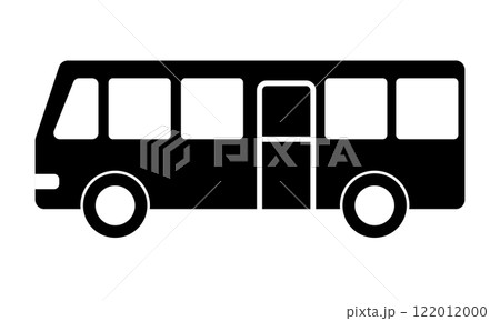 横向きのバスのシルエットイラスト 122012000