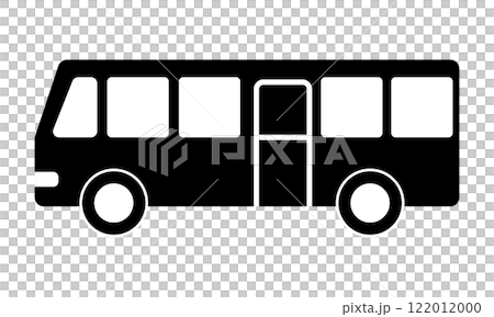 横向きのバスのシルエットイラスト 122012000