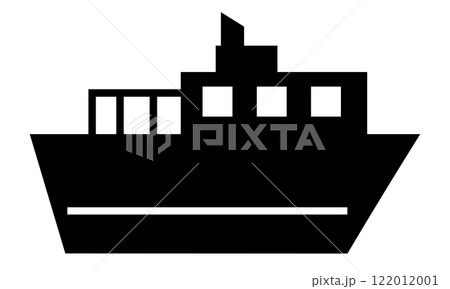 横向き船のシルエットイラスト 122012001