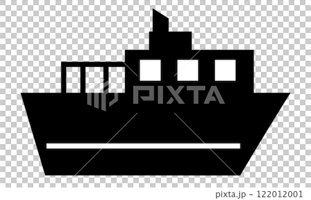 横向き船のシルエットイラスト 122012001