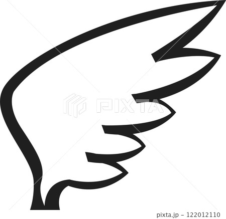 Single black stylized bird wing rising in elegant flight, representing freedom, hope and spirituality, ideal for logos, icons and graphic designs Single black stylized bird wing rising in elegant flight, representing freedom, hope and spirituality, ideal for logos, icons and graphic designs 122012110