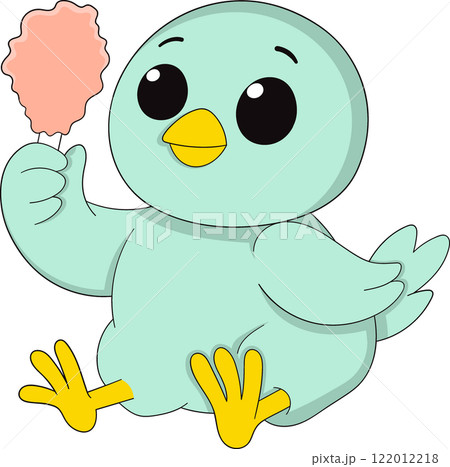 Cartoon Chick Holding Crispy Chicken Drumstick for Promotional Sticker 122012218