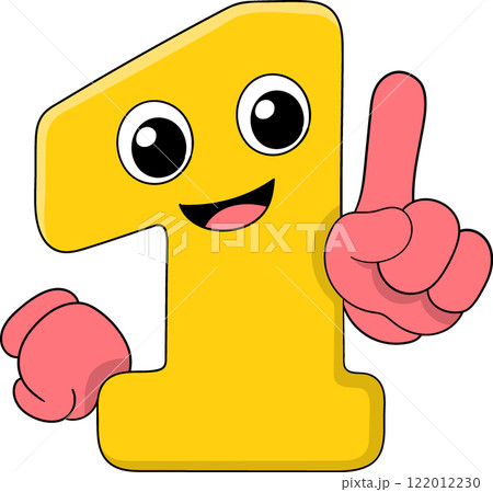 Cartoon Number One Character with Happy Expression for Promotional Label 122012230