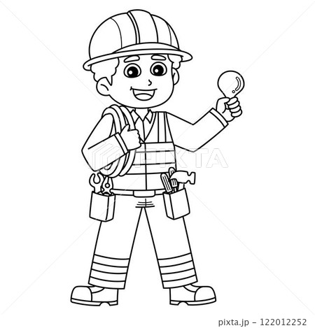 Construction Worker Electrician Isolated Coloring Construction Worker Electrician Isolated Coloring 122012252