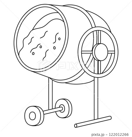 Construction Mixing Cement Isolated Coloring Page  122012266
