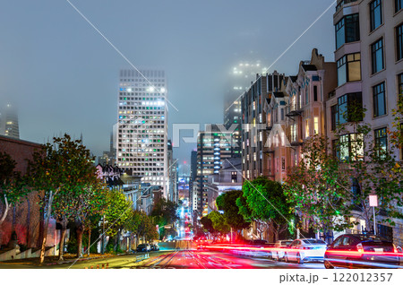 Breathtaking Night View Down California Street from Powell Street in San Francisco, United States 122012357