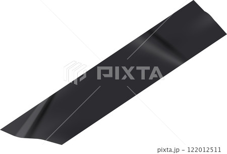 Black adhesive tape creating a diagonal line across a white background, offering a simple yet versatile image for various design and conceptual projects 122012511