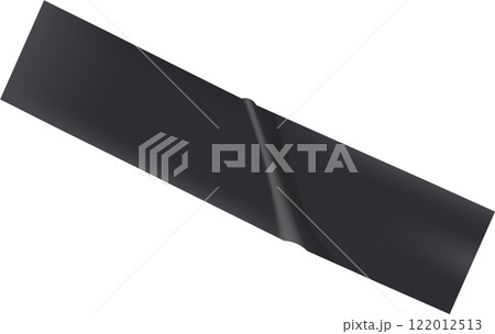 Black insulating tape with a curled end resting on a white background creates a striking visual effect, highlighting its practical design and versatility for various applications 122012513