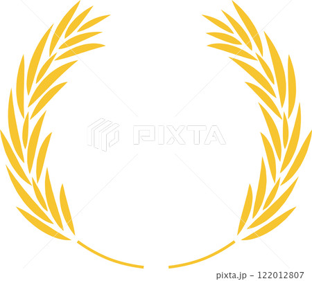 Circular golden laurel wreath, a symbol of victory, achievement, and honor, perfect for awards, logos, and emblems representing success and accomplishment 122012807