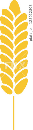 Minimalist vector illustration of single wheat ear growing on white background, representing agriculture, farming, harvest, and healthy food 122012808