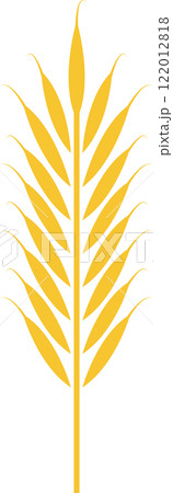 Yellow vector illustration featuring an ear of wheat, isolated against a white background, symbolizing agriculture, farming, healthy food, and various cereals Yellow vector illustration featuring an ear of wheat, isolated against a white background, symbolizing agriculture, farming, healthy food, and various cereals 122012818