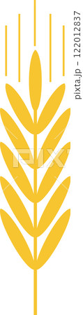 Minimalist vector illustration of a wheat stalk with grains falling, symbolizing harvest, growth, and the importance of agriculture in providing healthy food Minimalist vector illustration of a wheat stalk with grains falling, symbolizing harvest, growth, and the importance of agriculture in providing healthy food 122012837
