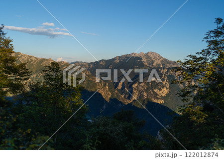 Panoramic view of mountains near Belvedere del Parco Valentino at Piani Resinelli, Valsassina Panoramic view of mountains near Belvedere del Parco Valentino at Piani Resinelli, Valsassina 122012874