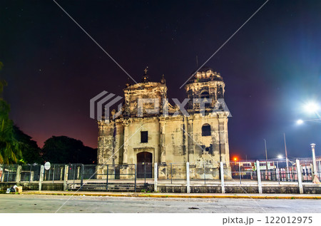 San Juan Bautista, St. John the Baptist Church in Leon, Nicaragua at night 122012975