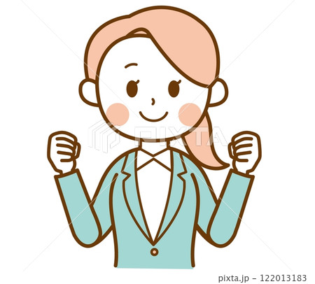 スーツを着た女性が応援しているイラスト スーツを着た女性が応援しているイラスト 122013183