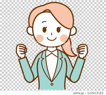 スーツを着た女性が応援しているイラスト スーツを着た女性が応援しているイラスト 122013183