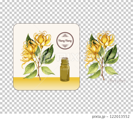 イランイランのイラスト・アロマ・精油・精油の瓶 イランイランのイラスト・アロマ・精油・精油の瓶 122013552