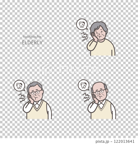 牙痛老年男女的插圖集 122013641