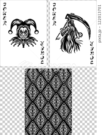 小丑/死神撲克牌 - 部落風格酷炫時尚卡牌套裝 122013701