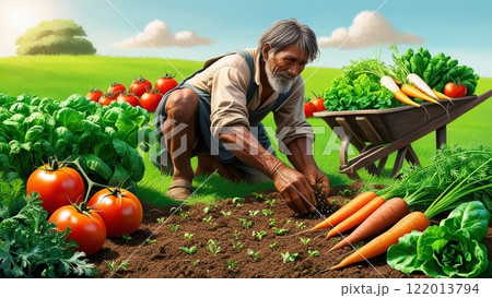 畑で働く様子 122013794