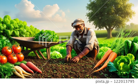 畑で働く様子 122013795