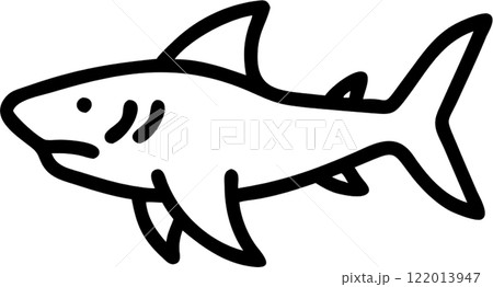 Shark in outline icon style, aquatic animals, animal theme. 122013947