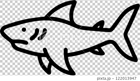 Shark in outline icon style, aquatic animals, animal theme. 122013947