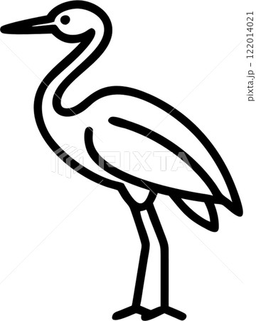 Crane bird in outline icon style, birds and poultry, animal theme. 122014021