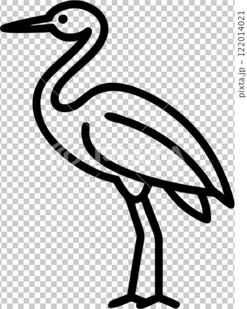 Crane bird in outline icon style, birds and poultry, animal theme. 122014021