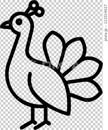 Peacock in outline icon style, birds and poultry, animal theme. 122014027