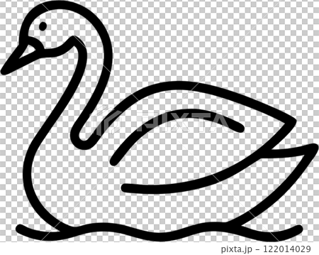 Swan in outline icon style, birds and poultry, animal theme. 122014029