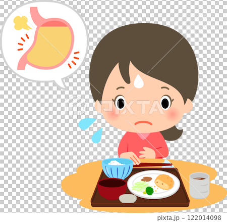 一個女人吃飽了，吃不完，放下了筷子。 122014098