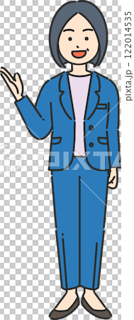 A full-body illustration of a veteran businesswoman/teacher giving a tour A full-body illustration of a veteran businesswoman/teacher giving a tour 122014535