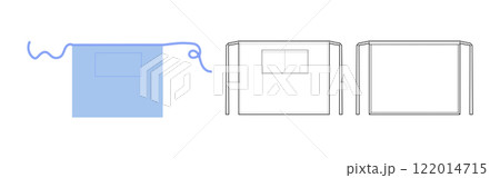 Set of Waist Aprons technical fashion illustration. Chef uniform for cooking blue cartoon Flat sketch outline apparel  122014715