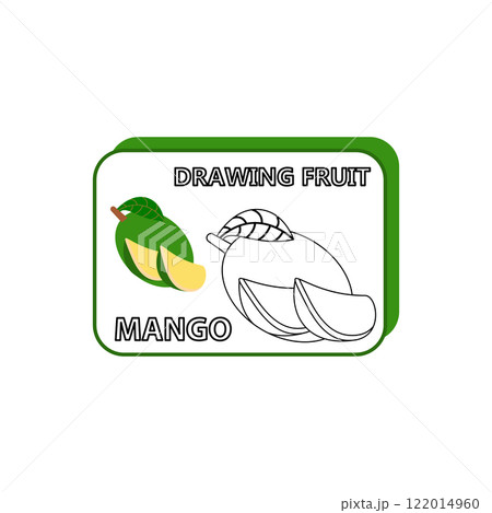 Vector illustration graphic arts sketch of drawing fruit mangos with slices 122014960