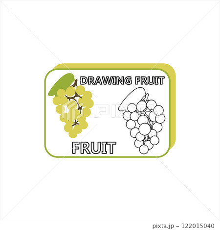 Illustration of isolated colorful and black and white grapes for coloring book 122015040