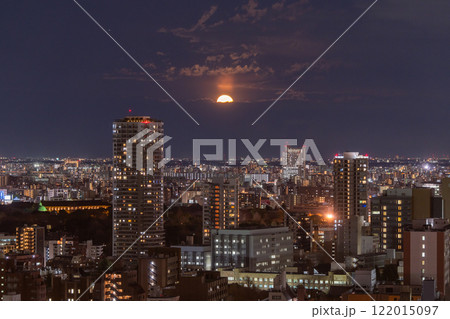 《東京都》東京都心の夜景・月の出 122015097