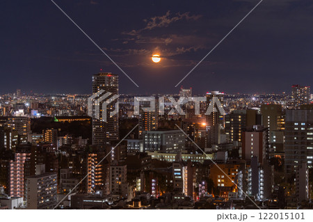 《東京都》東京都心の夜景・月の出 《東京都》東京都心の夜景・月の出 122015101