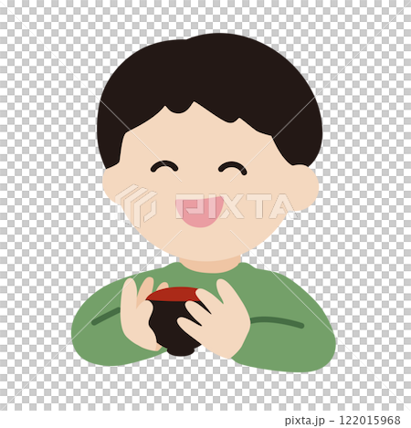 Vector illustration of a boy holding a soup bowl Vector illustration of a boy holding a soup bowl 122015968