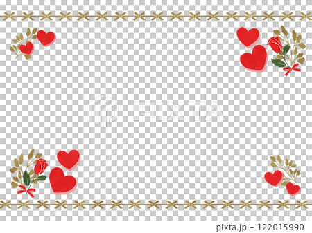 薔薇とハートのフレーム（ベージュ ハート背景なし） 122015990