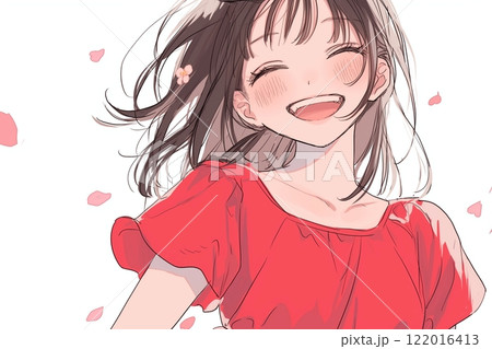サクラと笑顔の女の子イラスト「AI生成画像」 122016413