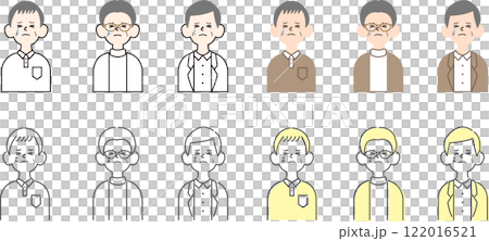 Set of 4 simple elderly man illustrations_crying face 122016521