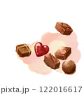 ピンク色背景のチョコレートイラスト 122016617