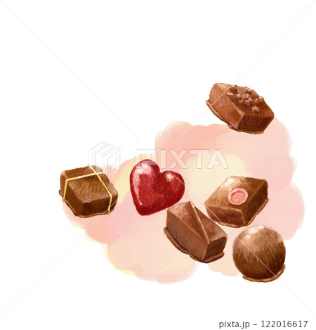 ピンク色背景のチョコレートイラスト ピンク色背景のチョコレートイラスト 122016617
