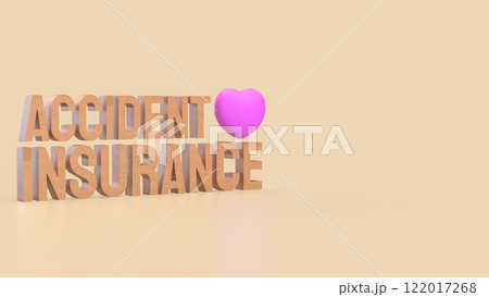 The Accident insurance wood and pink heart 3d rendering image. 122017268